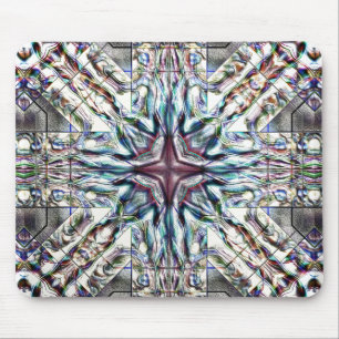 Tapis De Souris Kaléidoscope à texture brillante en couleurs argen