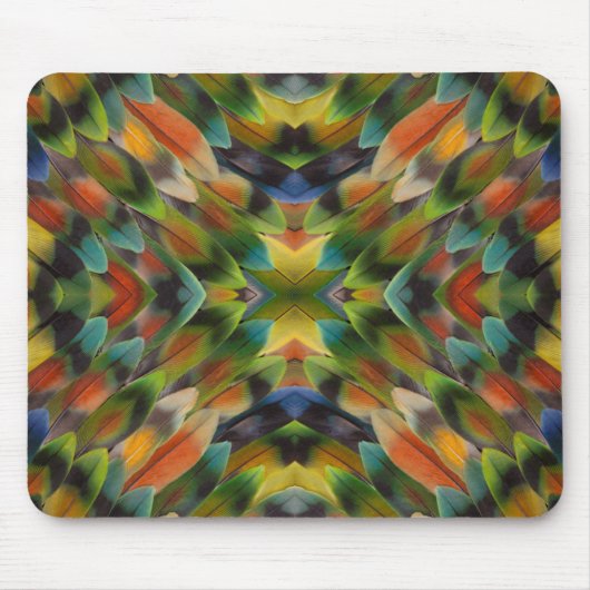 Tapis De Souris Kaléidoscope de plumes d'inséparable (Devant)