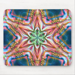 Tapis De Souris Kaléidoscope étoile à texture rugueuse, saumon brû
