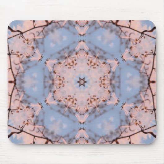 Tapis De Souris Kaleidoscope Matin Bleu & Frost Rose (Devant)
