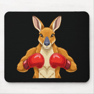Tapis De Souris Kangourou animé avec des gants de boxe rouges 