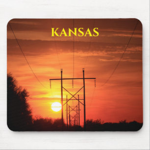 Tapis de souris Kansas Sunset avec silhouette d'ar
