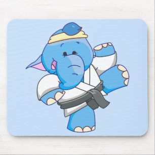 Tapis De Souris Karaté bleu d'éléphant de Lil