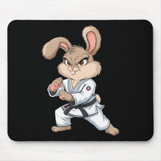 Tapis De Souris Karate Bunny Arts Martiaux Rabbit Drôle Pour Les E (Devant)