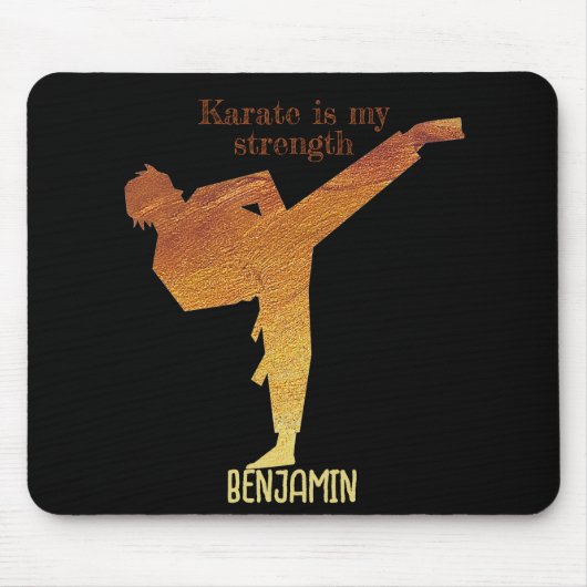 Tapis De Souris Karate Silhouette Golden Black Typographie moderne (Devant)
