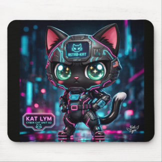 Tapis De Souris Kat Lym Cyberpunk Mecha Cat Desk Mat - Astro-Kat