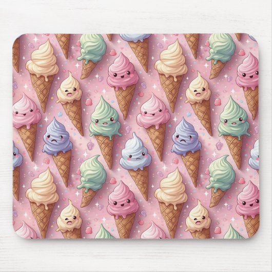 Tapis De Souris Kawaii Art Ice Cream Cones (Devant)