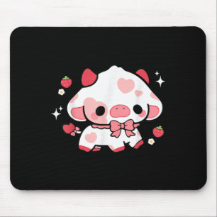 Tapis De Souris Kawaii Cow fraise mignonne Aesthétique Anime Girls