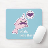 Tapis De Souris Kawaii Narwhal avec la moustache (Avec souris)