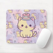 Tapis De Souris Kawaii Pastel Cat with Pancakes Pattern Mouse Pad (Avec souris)