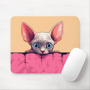 Tapis De Souris Kawaii Peeking Cute Sphynx Cat
