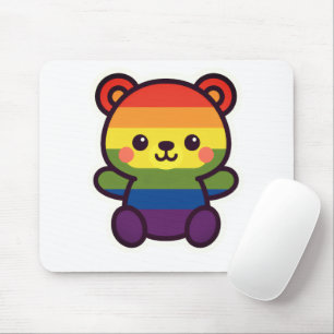 Tapis De Souris Kawaii Rainbow Teddy - Un joli jeu LGBTQ+ Pride