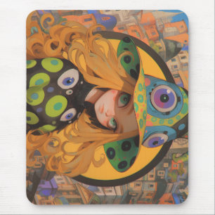 Tapis De Souris Kawaii Witch & Eyeball Casquette à Imaginaire City