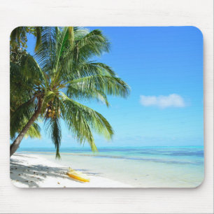 Tapis De Souris Kayak jaune sur un mousepad blanc de plage de