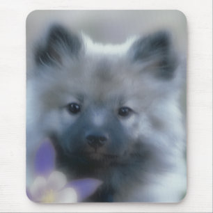 Tapis De Souris Keeshond et Columbine - Photo de chien