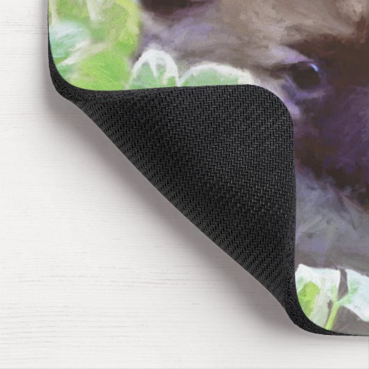 Tapis De Souris Keeshond Puppy in the Garden Peinture Art original (Coin)