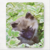 Tapis De Souris Keeshond Puppy in the Garden Peinture Art original (Devant)