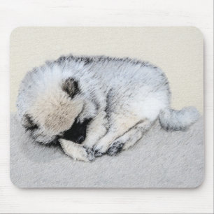 Tapis De Souris Keeshond Sleeping Puppy Peinture Chien Art origina