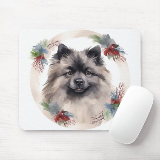 Tapis De Souris Keeshony Christmas Wreath Festive Pup (Avec souris)