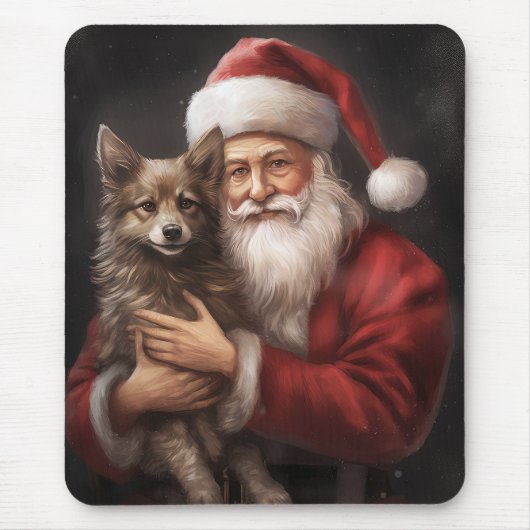 Tapis De Souris Kelpie australienne avec Noël au Père Noël (Devant)