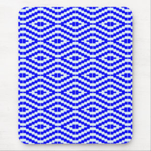 Tapis De Souris Kente géométrique Bleu clair, Blanc,