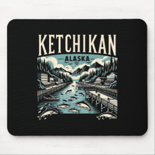 Tapis De Souris Ketchikan Alaska Ak Graphique Vintage Capitale du