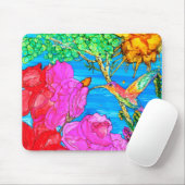 Tapis De Souris KHS Beautiful Floral Hummingbird Mousepad (Avec souris)