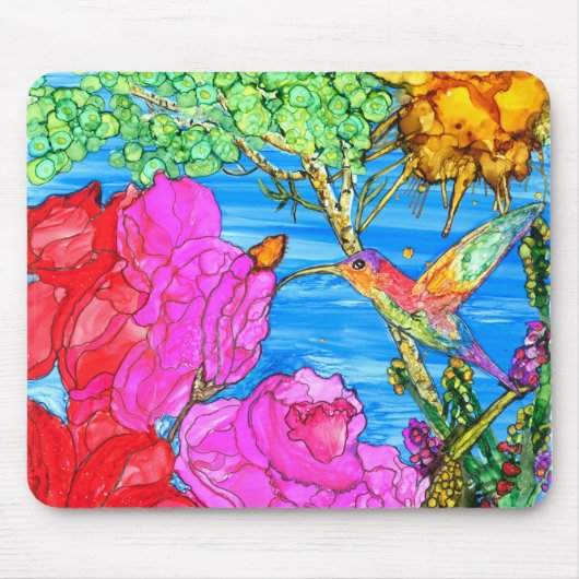 Tapis De Souris KHS Beautiful Floral Hummingbird Mousepad (Devant)