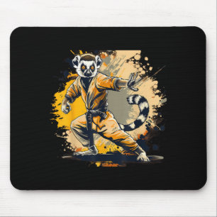 Tapis De Souris Kickboxing Lémurien Taekwondo Karaté MMA Drôle