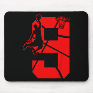 Tapis De Souris Kids 9 Year Old 9th Basketball Birthday PartyTheme