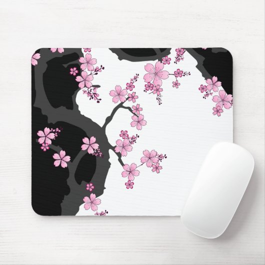 Tapis De Souris Kimono japonais Sakura noir et blanc (Avec souris)