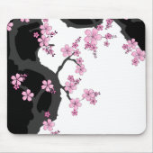 Tapis De Souris Kimono japonais Sakura noir et blanc (Devant)