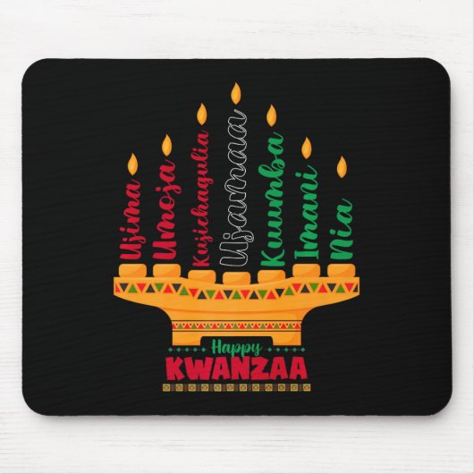 Tapis De Souris Kinara Sept Bougies Principes De Kwanzaa Happy K (Devant)