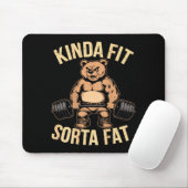 Tapis De Souris Kinda Fit Sorta Fat - Funny Gym Bear Weightlifting (Avec souris)