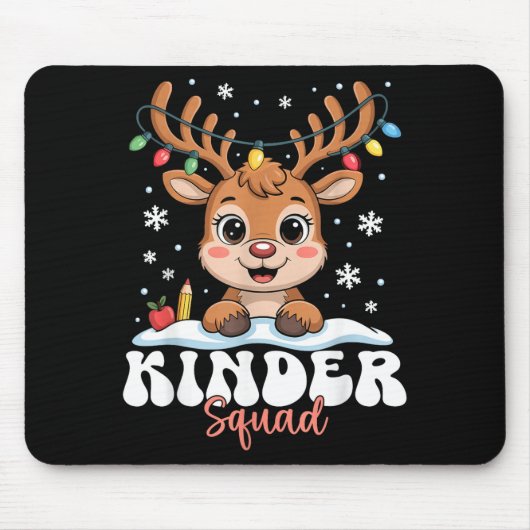 Tapis De Souris Kinder Squad Reindeer Christmas Lights Cute Winter (Devant)
