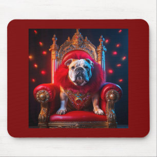 Tapis De Souris King Winnie Le Bulldog Sur Son Trône