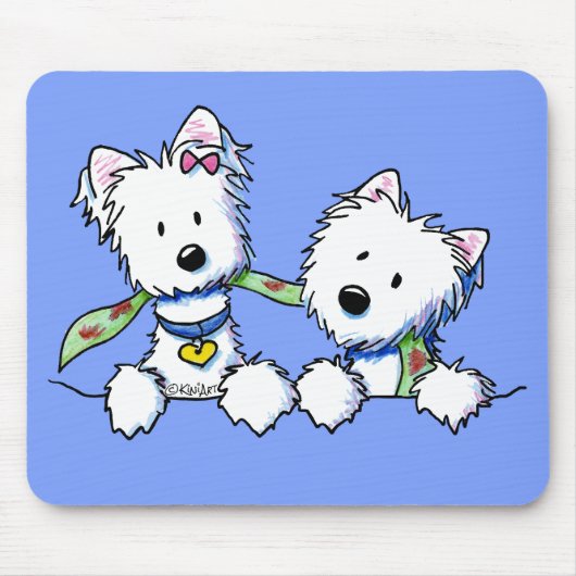 Tapis De Souris KiniArt Pocket Westie garçon et fille (Devant)