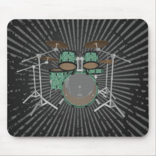 Tapis De Souris Kit de batterie 5 pièces - Tambours verts personna