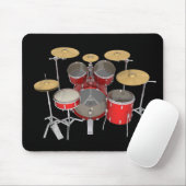 Tapis De Souris Kit de tambour rouge : Mousepad (Avec souris)