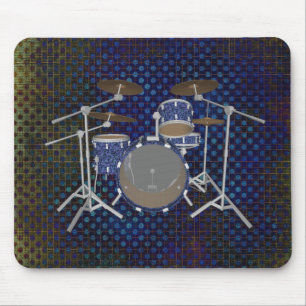 Tapis De Souris Kit de tambours de jazz - Drums bleus personnalis