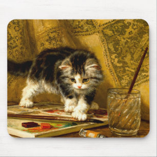 Tapis De Souris Kitten avec peinture et brosses