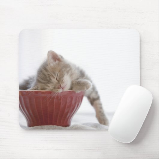 Tapis De Souris Kitten Dormir au bol (Avec souris)