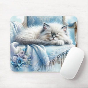 Tapis De Souris Kitten Endormi Cottagecore Rêve Bleu