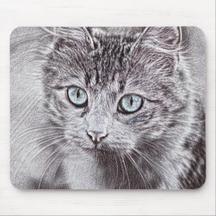 Tapis De Souris Kitten Love Cute Kitty Chat aux Yeux Bleus Lumineu