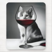 Tapis De Souris Kitty Peeking Through a Wine Glass (Devant)