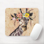 Tapis De Souris Klimt Giraffe | Couronne De Fleurs (Avec souris)