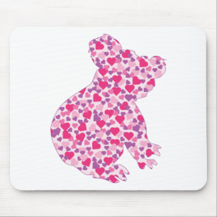 Tapis De Souris Koala-Bear-Pink-Hearts