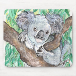 Tapis De Souris Koala dans la peinture d'arbre Eucalyptus
