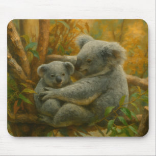 Tapis De Souris Koala Mother et Joey dans la canopée d'automne