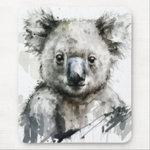 Tapis De Souris Koala Portrait Animal Peinture Faune À L'Extérieur
